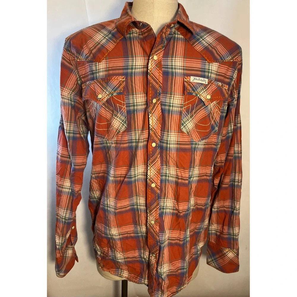 True Religion Long Sleeve Pearl Snap Long Sleeve‎ Shirt Western Plaid Size 3XL